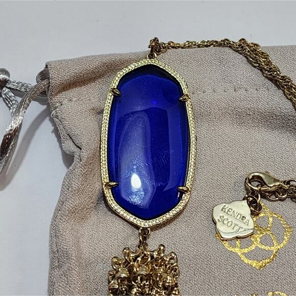 Kendra Scott Cobalt Blue and Gold Rayne Necklace‎ - Picture 2 of 7